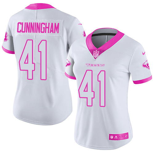 Nike Texans #41 Zach Cunningham White Pink Women's Stitched NFL Limited Rush Fashion Jersey Nike Texans #41 Zach Cunningham White Pink Women's Stitched NFL Limited Rush Fashion Jersey