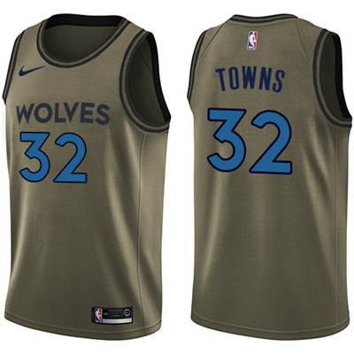 Nike Timberwolves #32 Karl-Anthony Towns Green Salute to Service Youth NBA Swingman Jersey Nike Timberwolves #32 Karl-Anthony Towns Green Salute to Service Youth NBA Swingman Jersey
