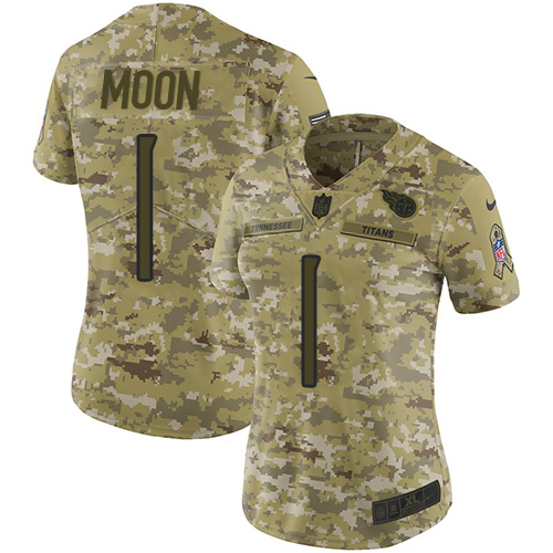 Nike Titans #1 Warren Moon Camo Women's Stitched NFL Limited 2018 Salute to Service Jersey Nike Titans #1 Warren Moon Camo Women's Stitched NFL Limited 2018 Salute to Service Jersey