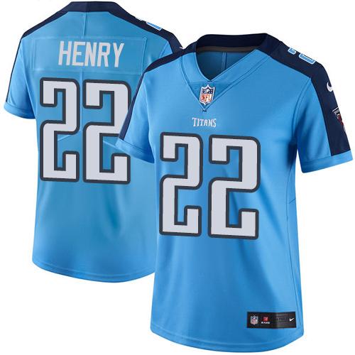 Nike Titans #22 Derrick Henry Light Blue Team Color Women's Stitched NFL Vapor Untouchable Limited Jersey Nike Titans #22 Derrick Henry Light Blue Team Color Women's Stitched NFL Vapor Untouchable Limited Jersey