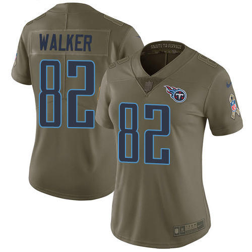 Nike Titans #82 Delanie Walker Olive Women's Stitched NFL Limited 2017 Salute to Service Jersey Nike Titans #82 Delanie Walker Olive Women's Stitched NFL Limited 2017 Salute to Service Jersey