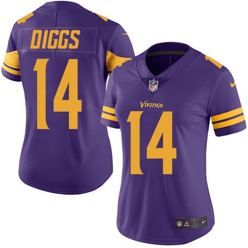 Nike Vikings #14 Stefon Diggs Purple Women's Stitched NFL Limited Rush Jersey Nike Vikings #14 Stefon Diggs Purple Women's Stitched NFL Limited Rush Jersey