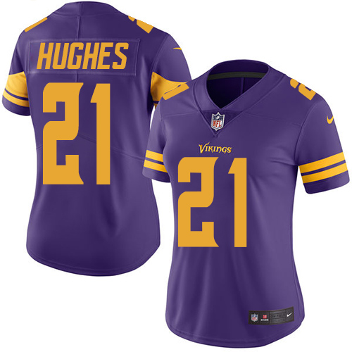 Nike Vikings #21 Mike Hughes Purple Women's Stitched NFL Limited Rush Jersey Nike Vikings #21 Mike Hughes Purple Women's Stitched NFL Limited Rush Jersey