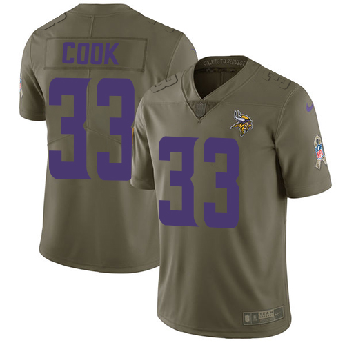 Nike Vikings #33 Dalvin Cook Olive Youth Stitched NFL Limited 2017 Salute to Service Jersey Nike Vikings #33 Dalvin Cook Olive Youth Stitched NFL Limited 2017 Salute to Service Jersey