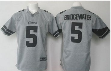 Nike Vikings #5 Teddy Bridgewater Gray Men's Stitched NFL Limited Gridiron Gray Jersey