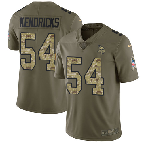 Nike Vikings #54 Eric Kendricks Olive Camo Youth Stitched NFL Limited 2017 Salute to Service Jersey