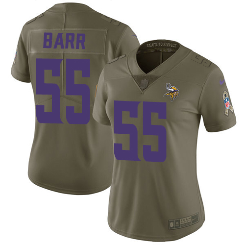 Nike Vikings #55 Anthony Barr Olive Women's Stitched NFL Limited 2017 Salute to Service Jersey Nike Vikings #55 Anthony Barr Olive Women's Stitched NFL Limited 2017 Salute to Service Jersey