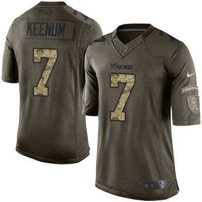 Nike Vikings #7 Case Keenum Green Youth Stitched NFL Limited 2015 Salute to Service Jersey