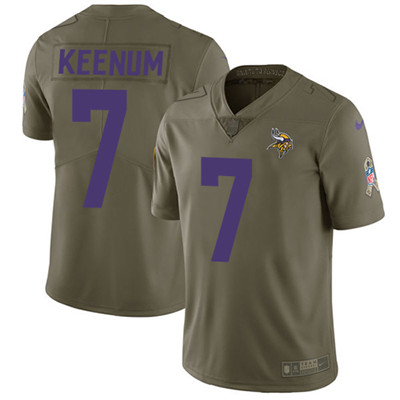 Nike Vikings #7 Case Keenum Olive Men's Stitched NFL Limited 2017 Salute to Service Jersey Nike Vikings #7 Case Keenum Olive Men's Stitched NFL Limited 2017 Salute to Service Jersey