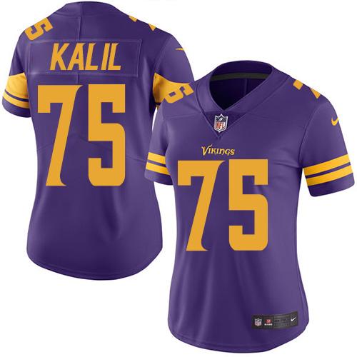 Nike Vikings #75 Matt Kalil Purple Women's Stitched NFL Limited Rush Jersey Nike Vikings #75 Matt Kalil Purple Women's Stitched NFL Limited Rush Jersey