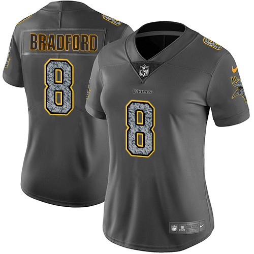 Nike Vikings #8 Sam Bradford Gray Static Women's NFL Vapor Untouchable Game Jersey