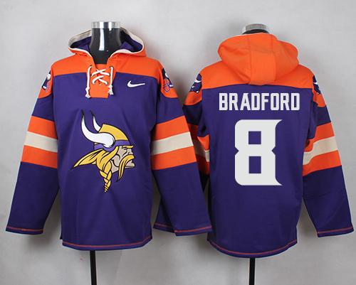 Nike Vikings #8 Sam Bradford Purple Player Pullover NFL Hoodie Nike Vikings #8 Sam Bradford Purple Player Pullover NFL Hoodie