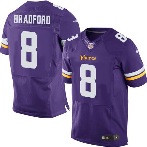 Nike Vikings #8 Sam Bradford Purple Team Color Men's Stitched NFL Elite Jersey Nike Vikings #8 Sam Bradford Purple Team Color Men's Stitched NFL Elite Jersey