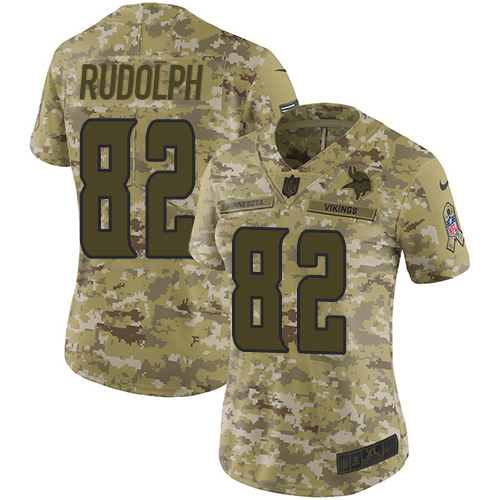 Nike Vikings #82 Kyle Rudolph Camo Women's Stitched NFL Limited 2018 Salute to Service Jersey Nike Vikings #82 Kyle Rudolph Camo Women's Stitched NFL Limited 2018 Salute to Service Jersey