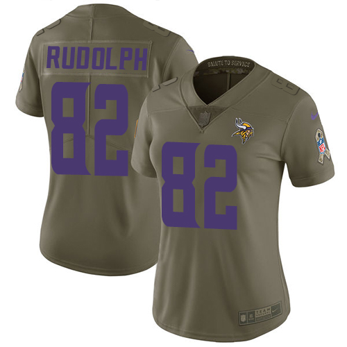 Nike Vikings #82 Kyle Rudolph Olive Women's Stitched NFL Limited 2017 Salute to Service Jersey Nike Vikings #82 Kyle Rudolph Olive Women's Stitched NFL Limited 2017 Salute to Service Jersey
