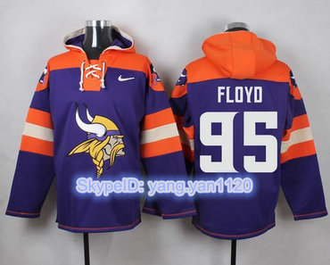 Nike Vikings #95 Sharrif Floydn Purple Player Pullover NFL Hoodie