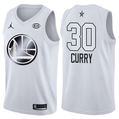 Nike Warriors #30 Stephen Curry Jordan Brand White 2018 All-Star Game Swingman Jersey