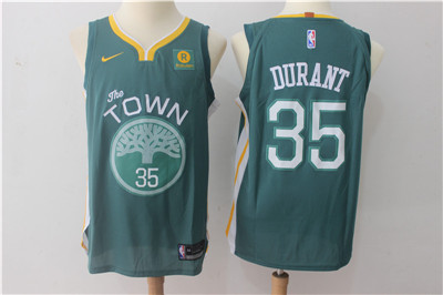 Nike Warriors #35 Kevin Durant Green The Town Authentic Stitched NBA Jersey