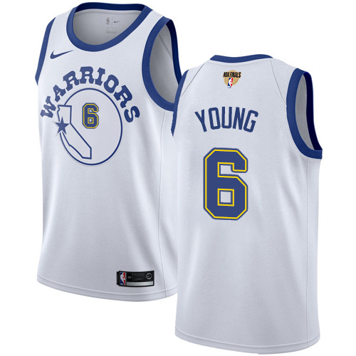 Nike Warriors #6 Nick Young White Throwback The Finals Patch NBA Swingman Hardwood Classics Jersey Nike Warriors #6 Nick Young White Throwback The Finals Patch NBA Swingman Hardwood Classics Jersey