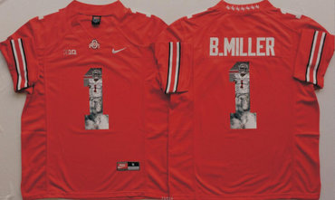 Ohio State Buckeyes 1 B.Miller Red Portrait Number College Jersey Ohio State Buckeyes 1 B.Miller Red Portrait Number College Jersey