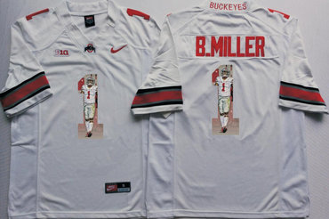 Ohio State Buckeyes 1 B.Miller White New Portrait Number College Jersey Ohio State Buckeyes 1 B.Miller White New Portrait Number College Jersey