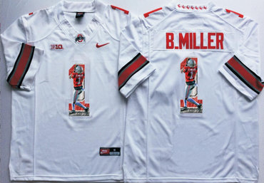 Ohio State Buckeyes 1 B.Miller White Portrait Number College Jersey Ohio State Buckeyes 1 B.Miller White Portrait Number College Jersey