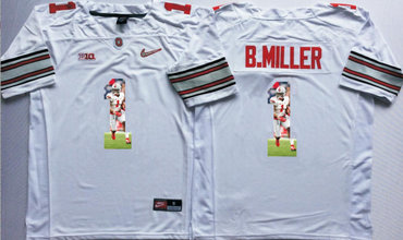 Ohio State Buckeyes 1 B.Miller White With Silver Logo Portrait Number College Jersey Ohio State Buckeyes 1 B.Miller White With Silver Logo Portrait Number College Jersey