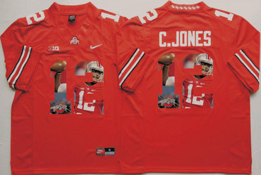 Ohio State Buckeyes 12 C.Jones Red Portrait Number College Jersey Ohio State Buckeyes 12 C.Jones Red Portrait Number College Jersey