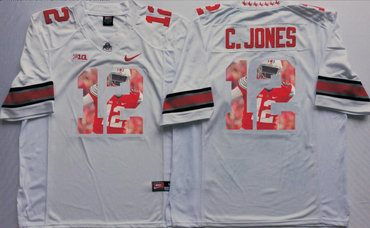 Ohio State Buckeyes 12 C.Jones White Portrait Number College Jersey Ohio State Buckeyes 12 C.Jones White Portrait Number College Jersey