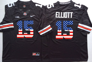Ohio State Buckeyes 15 Ezekiel Elliott Black USA Flag College Jersey Ohio State Buckeyes 15 Ezekiel Elliott Black USA Flag College Jersey