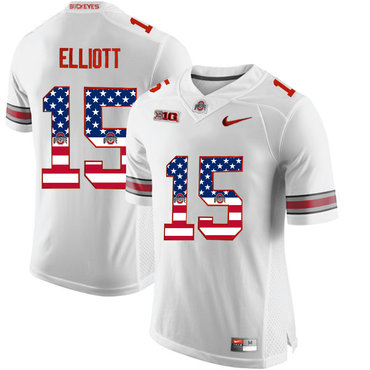 Ohio State Buckeyes 15 Ezekiel Elliott White USA Flag College Football Limited Jersey