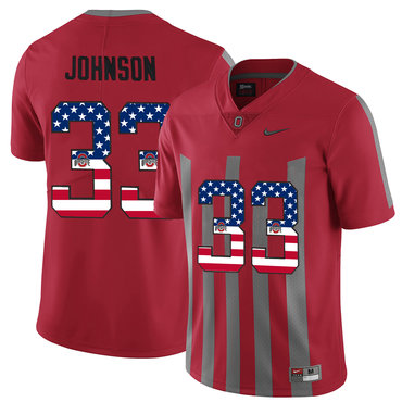 Ohio State Buckeyes 33 Pete Johnson Red USA Flag Alternate College Football Elite Jersey Ohio State Buckeyes 33 Pete Johnson Red USA Flag Alternate College Football Elite Jersey