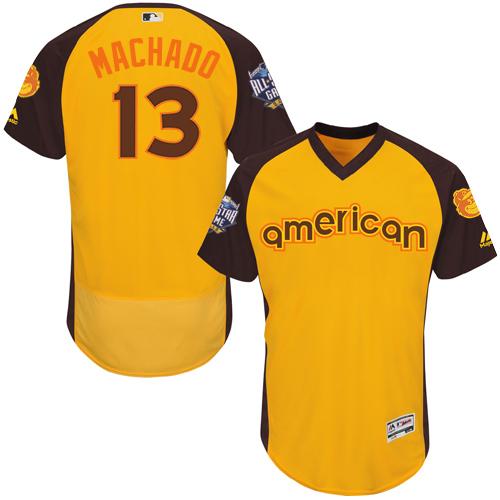 Orioles #13 Manny Machado Gold Flexbase Authentic Collection 2016 All-Star American League Stitched MLB Jersey Orioles #13 Manny Machado Gold Flexbase Authentic Collection 2016 All-Star American League Stitched MLB Jersey