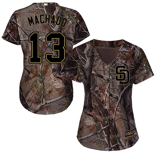 Padres #13 Manny Machado Camo Realtree Collection Cool Base Women's Stitched Baseball Jersey Padres #13 Manny Machado Camo Realtree Collection Cool Base Women's Stitched Baseball Jersey