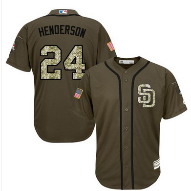 Padres #24 Rickey Henderson Green Salute to Service Stitched MLB Jersey