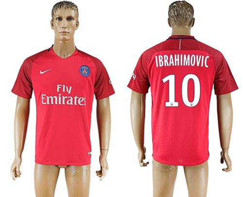 Paris Saint-Germain #10 Ibrahimovic Red Soccer Club Jersey Paris Saint-Germain #10 Ibrahimovic Red Soccer Club Jersey