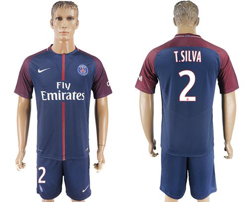 Paris Saint-Germain #2 T.Silva Home Soccer Club Jersey Paris Saint-Germain #2 T.Silva Home Soccer Club Jersey