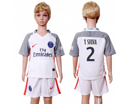 Paris Saint-Germain #2 T Silva SEC Away Kid Soccer Club Jersey Paris Saint-Germain #2 T Silva SEC Away Kid Soccer Club Jersey