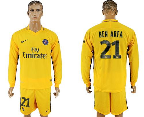 Paris Saint-Germain #21 Ben Arfa Away Long Sleeves Soccer Club Jersey Paris Saint-Germain #21 Ben Arfa Away Long Sleeves Soccer Club Jersey
