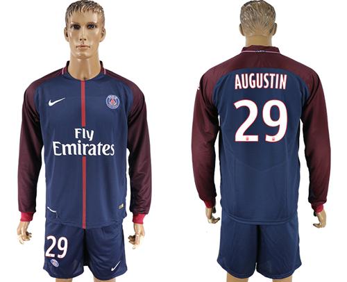 Paris Saint-Germain #29 Augustin Home Long Sleeves Soccer Club Jersey Paris Saint-Germain #29 Augustin Home Long Sleeves Soccer Club Jersey