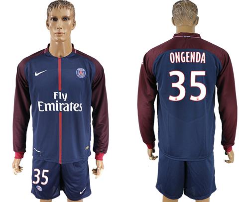 Paris Saint-Germain #35 Ongenda Home Long Sleeves Soccer Club Jersey Paris Saint-Germain #35 Ongenda Home Long Sleeves Soccer Club Jersey