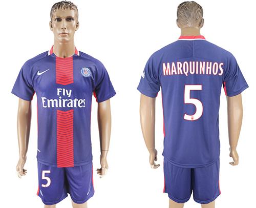 Paris Saint-Germain #5 Marquinhos Home Soccer Club Jersey Paris Saint-Germain #5 Marquinhos Home Soccer Club Jersey