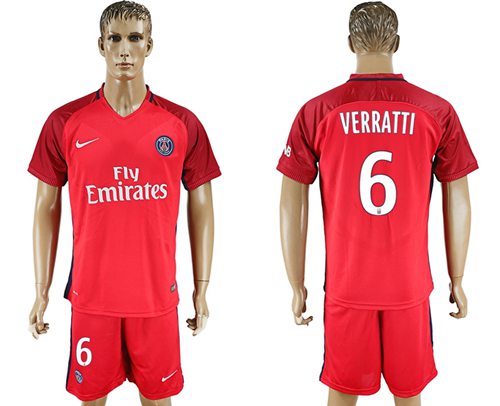Paris Saint-Germain #6 Verratti Red Soccer Club Jersey Paris Saint-Germain #6 Verratti Red Soccer Club Jersey