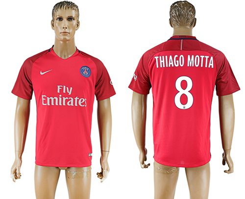 Paris Saint-Germain #8 Thiago Motta Red Soccer Club Jersey Paris Saint-Germain #8 Thiago Motta Red Soccer Club Jersey