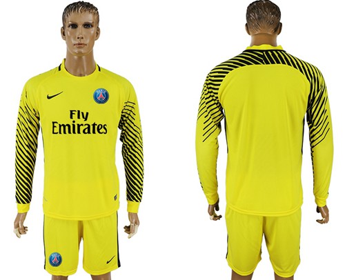 Paris Saint-Germain Blank Yellow Goalkeeper Long Sleeves Soccer Club Jersey Paris Saint-Germain Blank Yellow Goalkeeper Long Sleeves Soccer Club Jersey