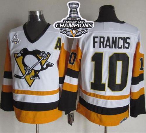 Penguins #10 Ron Francis White Black CCM Throwback 2016 Stanley Cup Champions Stitched NHL Jersey Penguins #10 Ron Francis White Black CCM Throwback 2016 Stanley Cup Champions Stitched NHL Jersey