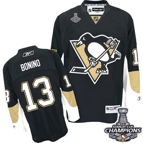Penguins #13 Nick Bonino Black Home 2016 Stanley Cup Champions Stitched NHL Jersey