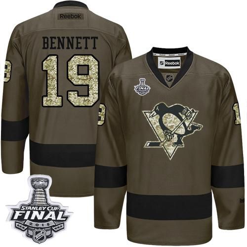 Penguins #19 Beau Bennett Green Salute to Service 2016 Stanley Cup Final Patch Stitched NHL Jersey