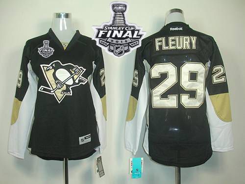Penguins #29 Andre Fleury Black 2016 Stanley Cup Final Patch Women's Home Stitched NHL Jersey