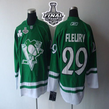 Penguins #29 Andre Fleury St. Patty's Day 2017 Stanley Cup Final Patch Stitched NHL Jersey Penguins #29 Andre Fleury St. Patty's Day 2017 Stanley Cup Final Patch Stitched NHL Jersey